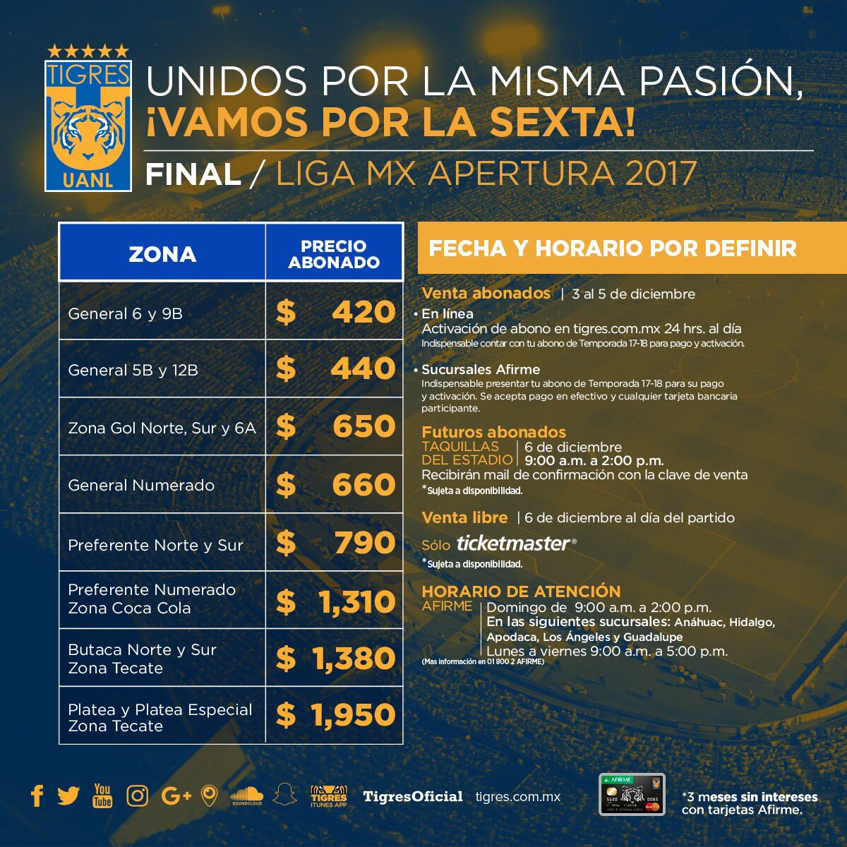 Precio y venta de boletos para la final Tigres apertura 2017